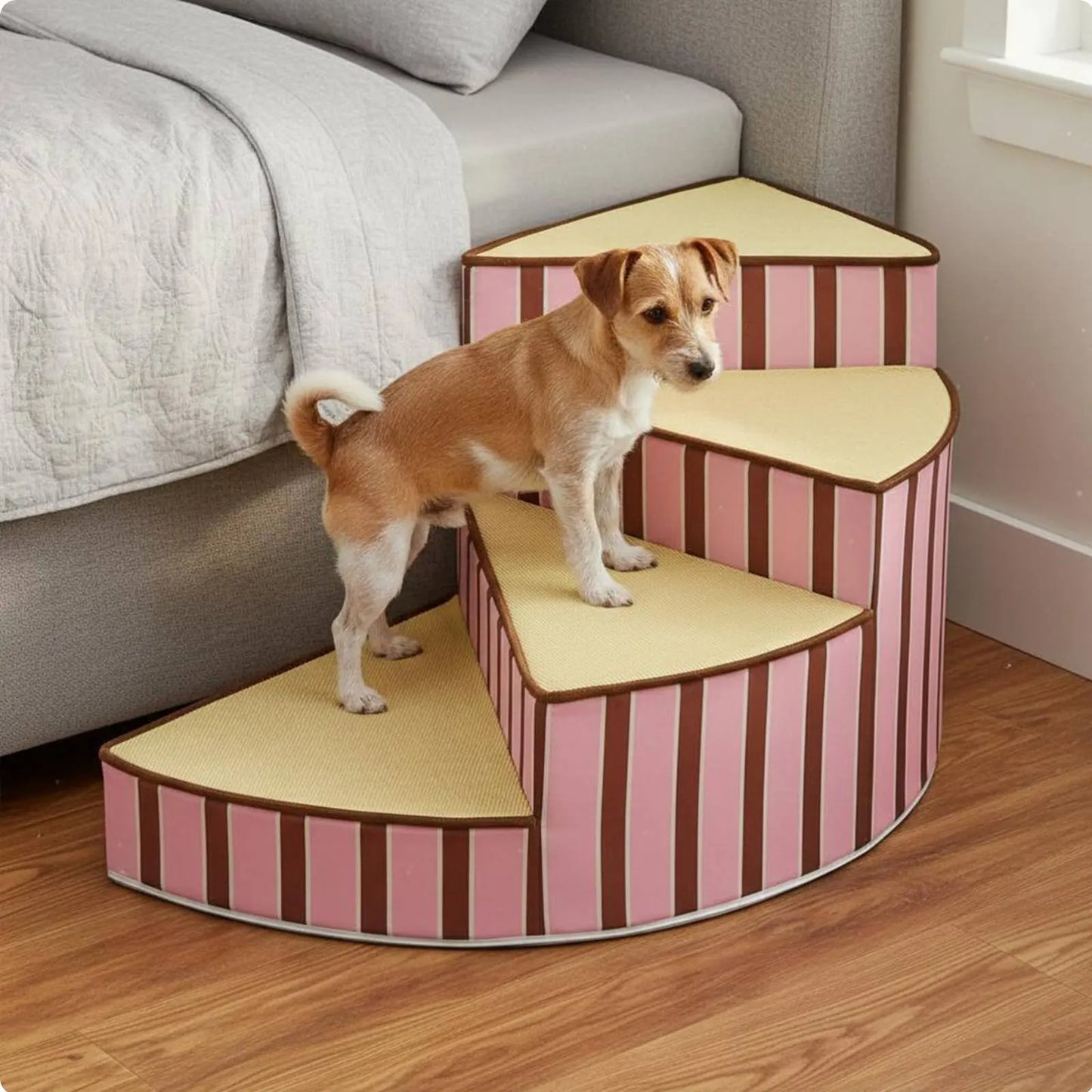 Gebogene Haustiertreppe – Leichte Schaumstoff Hundetreppe mit Rutschfestem Design | Weiche Katzen- und Hundeleiter Kaufschwan® Design 5