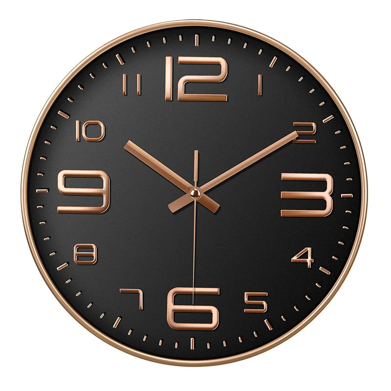 12 Zoll Moderne Quarz Wanduhr – Leise Große Zahlen Uhr Kaufschwan® Schwarz Gold 12 Zoll
