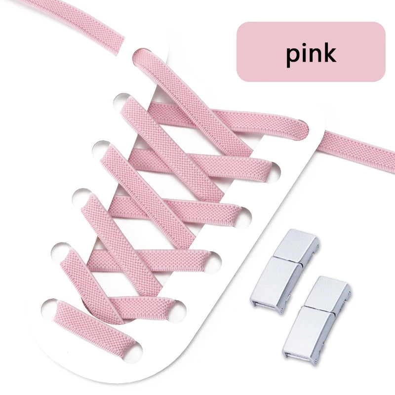 Magnetische Lock-Schnürsenkel – 8mm Breite Flache Elastische No-Tie Laces | Einfaches Schuhzubehör für Sneaker & Tennisschuhe Kaufschwan® Rosa 100cm