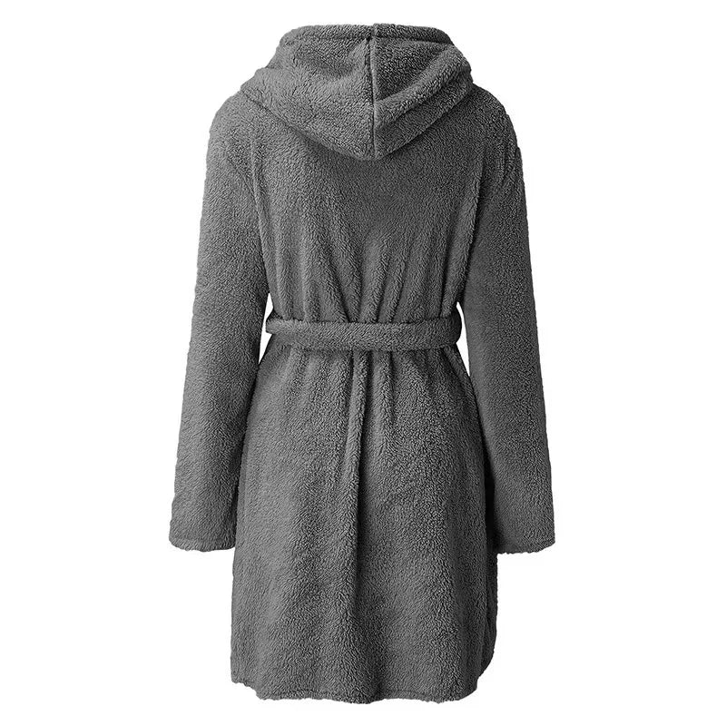 Langer Winter-Morgenmantel für Herren – Dicker Plüsch-Bademantel aus Fleece mit Schalkragen & Langen Ärmeln
