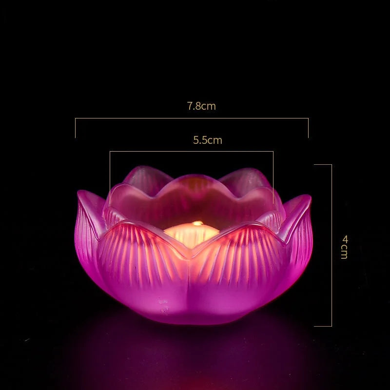 Bunter Glas Lotus Kerzenhalter – Buddhistischer Altar Butterlampenständer für Andacht & Wohndekoration Kaufschwan® Lila