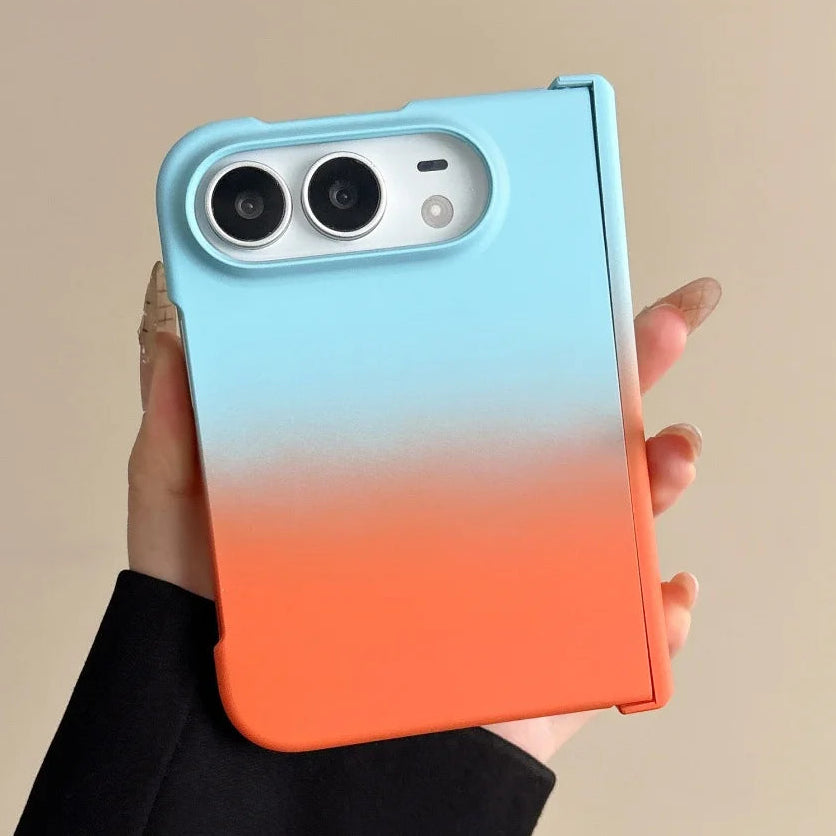Luxuriöse Schlanke Schutzhülle mit Farbverlauf für iPhone Duo – Matte Hart-PC-Hülle mit Stoß- und Scharnierschutz Kaufschwan® Hellblau iPhone Duo