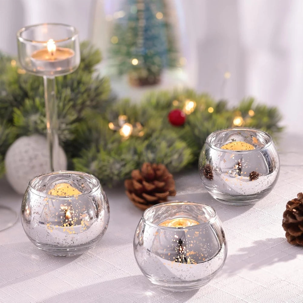 6 / 12 Stück Mercury Glas Teelichthalter – Bunte Kreative Kerzenhalter für Wohndeko, Hochzeit & Party Tischdekoration Kaufschwan®