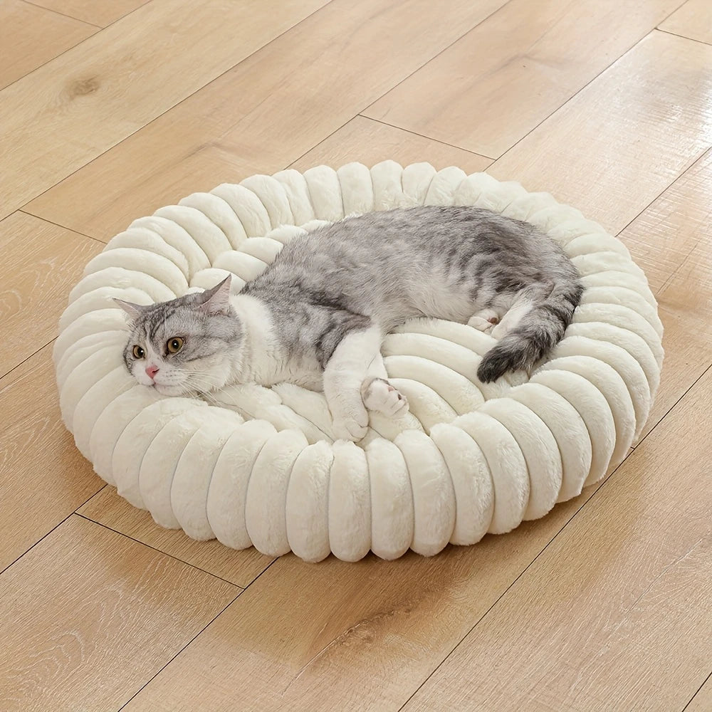 Warmes Rundes Donut-Katzenbett für Katze – Extraweiches Plüschbett & Kuscheliges Schlafnest Kaufschwan®