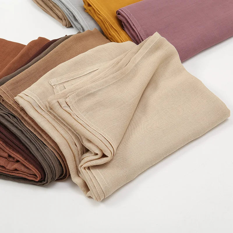 Damen Hijab Schal aus Baumwolle, Rayon & Modal – Großformat 190×85cm | Muslimisches Kopftuch, Eleganter Turban & Umschlagtuch Kaufschwan®