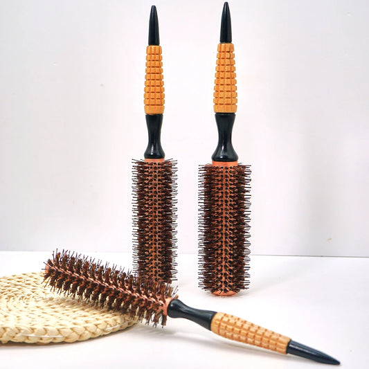 Rundbürste mit Holzgriff – Professionelle Antistatische Haarbürste | Locken- & Toupierbürste für Friseure
