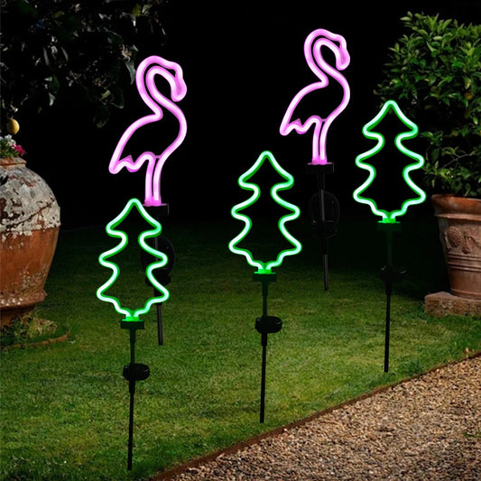 Neon Solar Gartenlichter – Wasserdichte Flamingo- & Weihnachtsbaum-LED-Lampen für Außenbereich & Partydeko Kaufschwan®