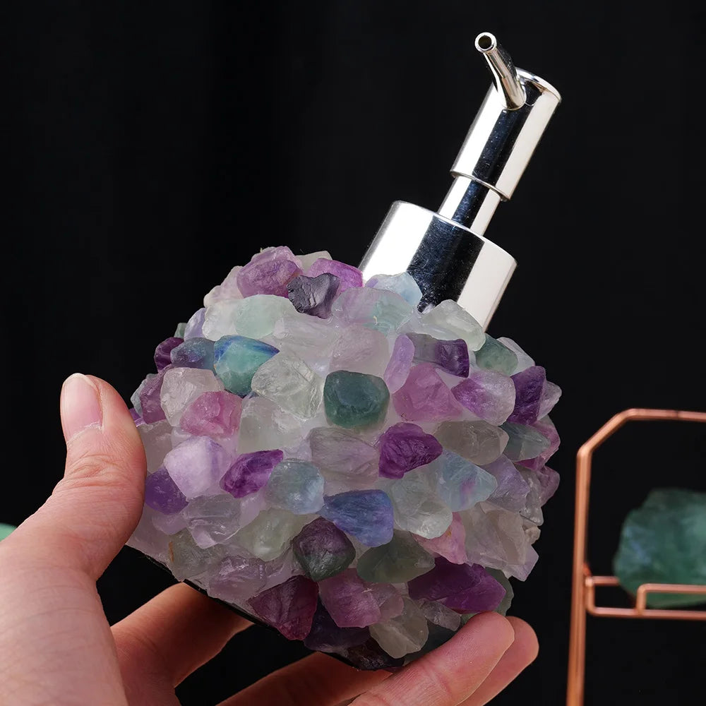 Seifenspender – Flasche aus Naturkristall mit Fluorit & Rosenquarz Kaufschwan®