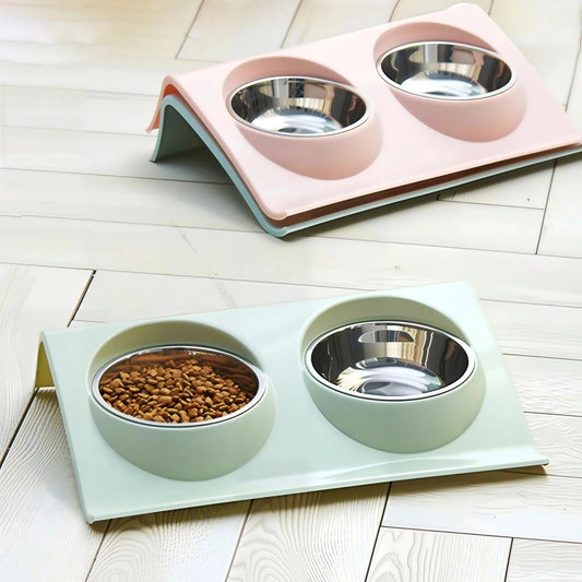 Ergonomische Haustier Futterstation – Doppel Edelstahlschalen mit Modernem Look Kaufschwan®
