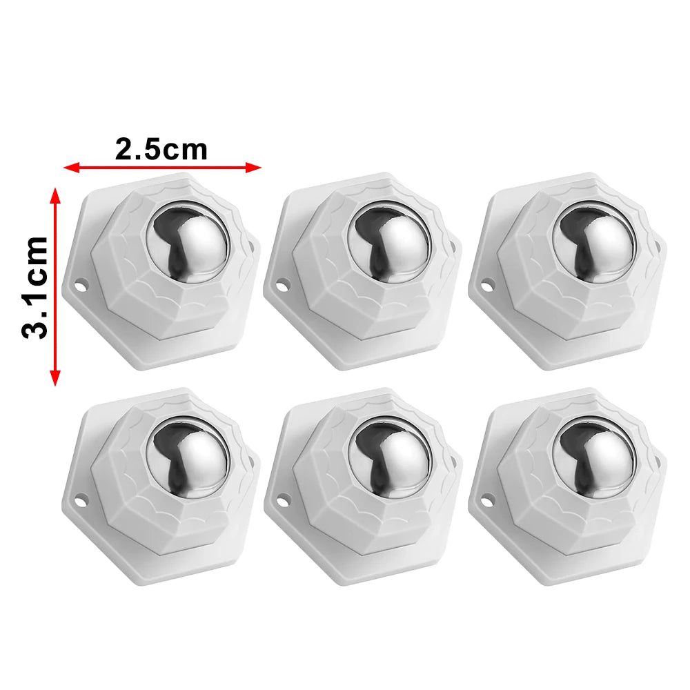 Selbstklebende Universal-Minirollen – Drehbare Möbelrollen für Aufbewahrungsboxen, Schränke und Haushaltsgegenstände Kaufschwan® Design 2 – Weiß 8 Stück
