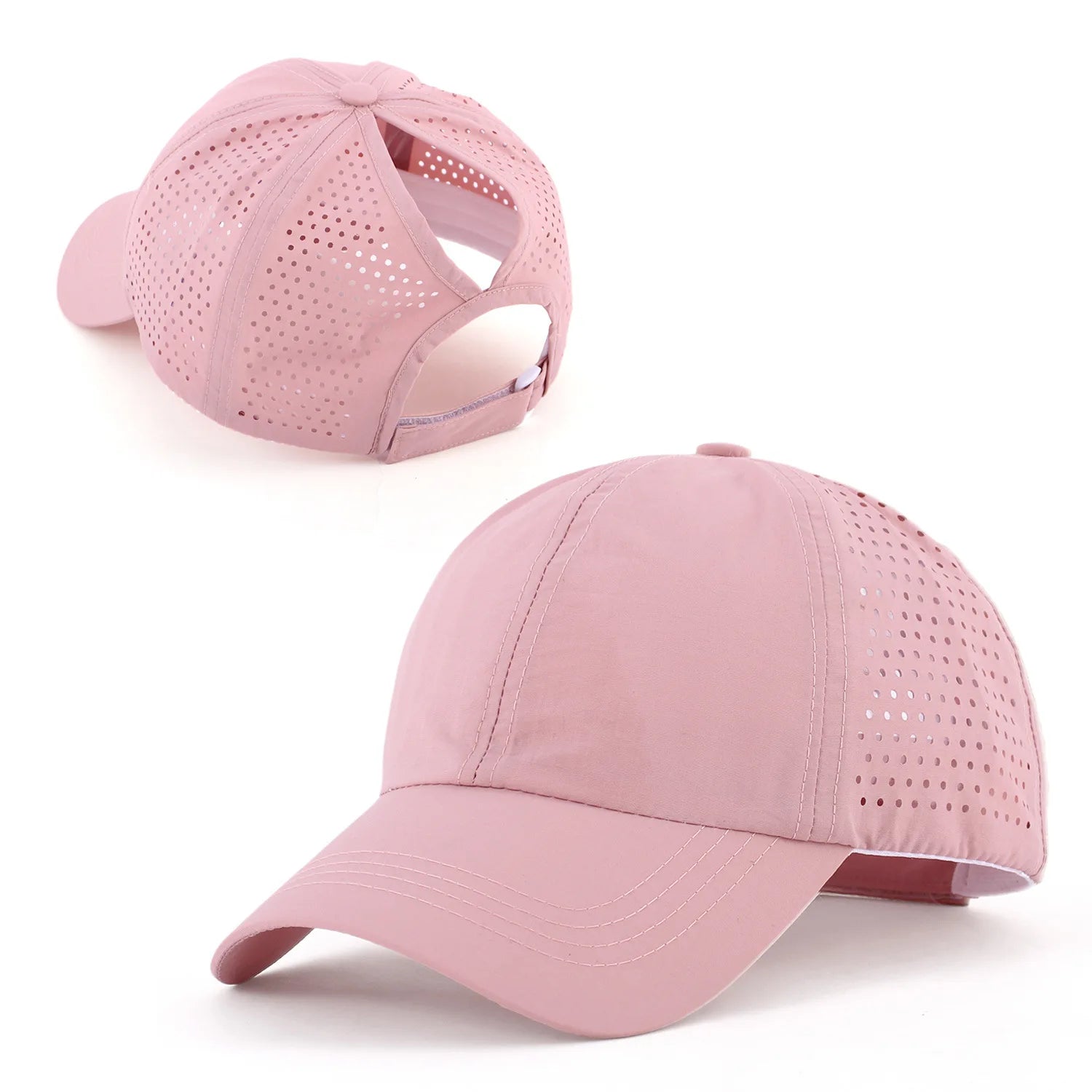 Schnelltrocknender Tongue Hat | Damen & Herren Mesh Atmungsaktive Sommerkappe | UV-Schutz & Ponytail-freundlich Verstellbar Kaufschwan® Rosa
