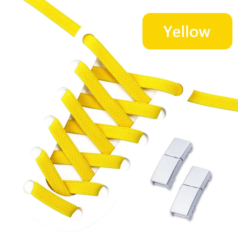 Magnetische Lock-Schnürsenkel – 8mm Breite Flache Elastische No-Tie Laces | Einfaches Schuhzubehör für Sneaker & Tennisschuhe Kaufschwan® Gelb 100cm