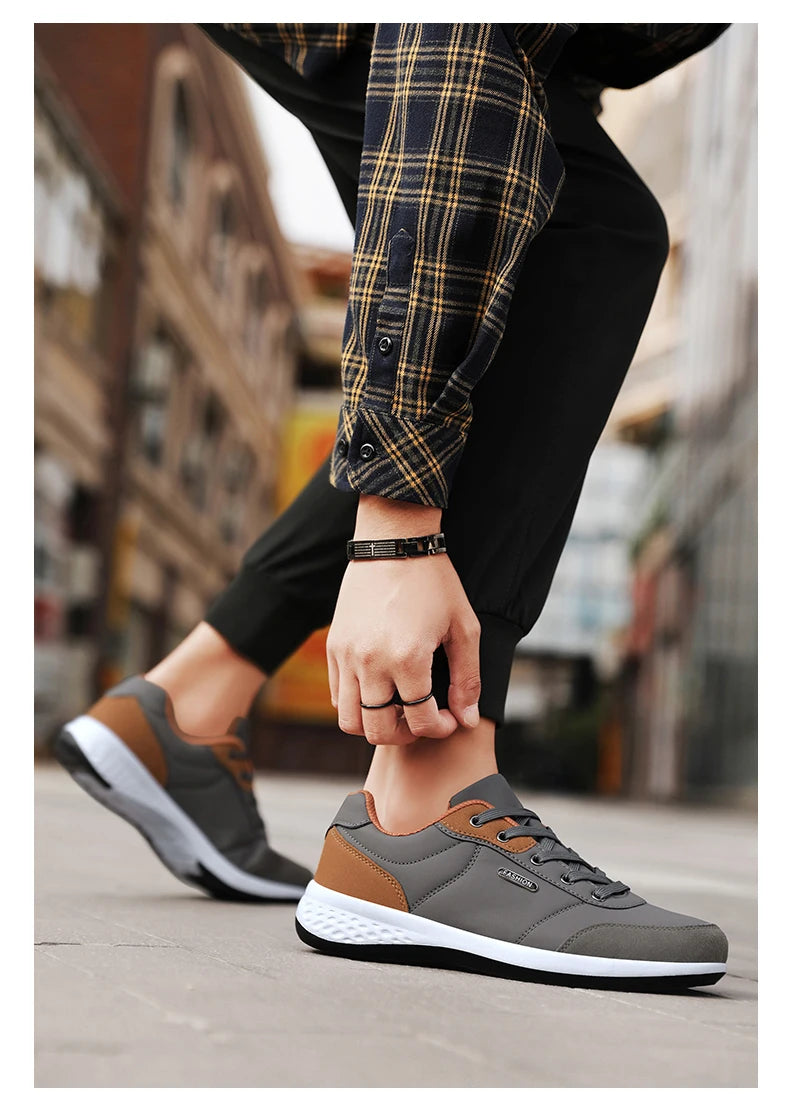 Herren Ledersneaker – Trendige Sportschuhe | Atmungsaktive & Rutschfeste Freizeitschuhe für Reisen & Alltag Kaufschwan®