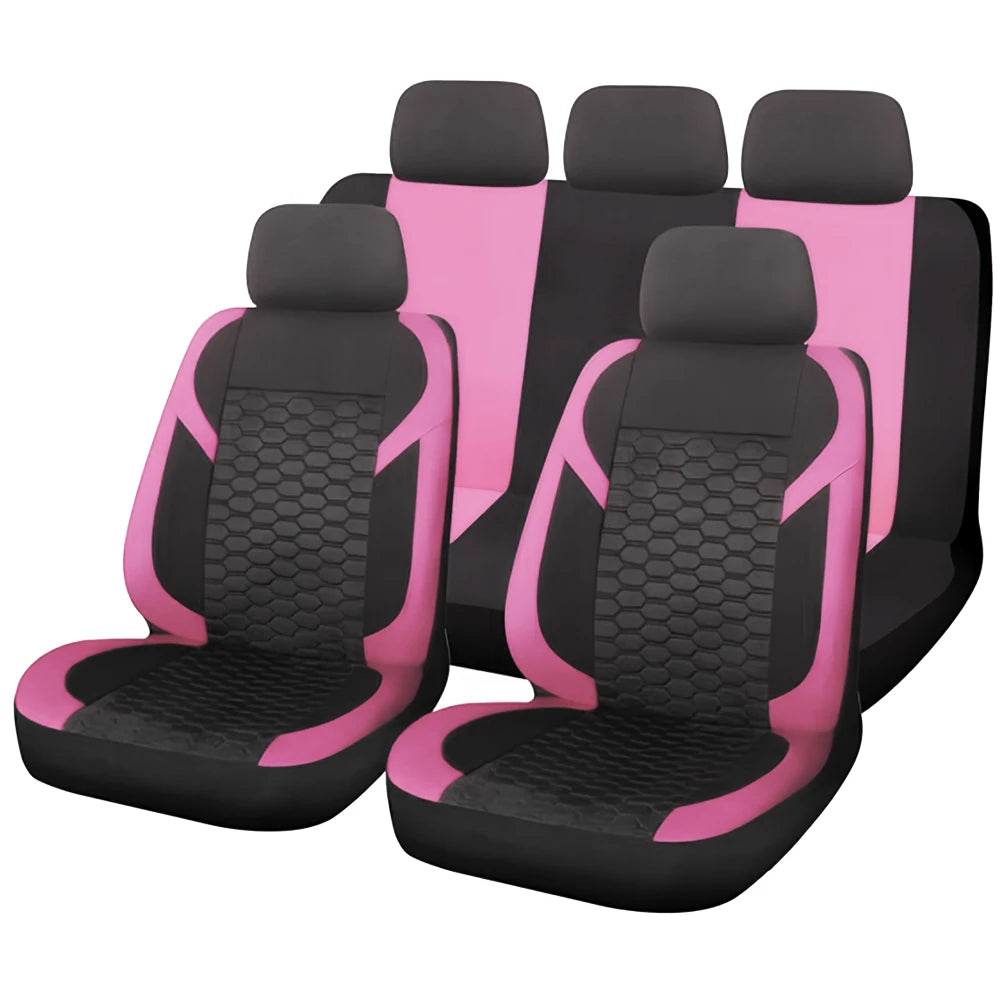 Universelle Autositzbezüge – Atmungsaktives Polyester mit Wabenmuster für Auto, SUV, Van & LKW Kaufschwan® Rosa