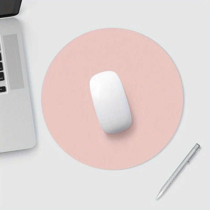 Rundes Einfarbiges Mauspad – Rutschfestes Leder Gaming Mauspad für Laptop und Büro Kaufschwan® Rosa 22x22cm