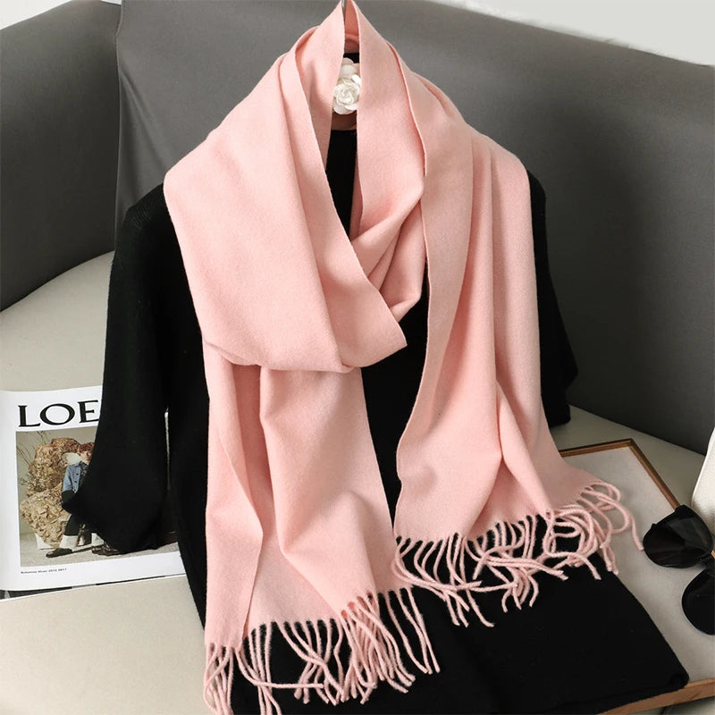 Bunte Winter Schals für Damen | Langer Kaschmir-Optik Wärmeschal | Einfarbig Hijab, Umschlagtuch & Pashmina Kopftuch Kaufschwan®