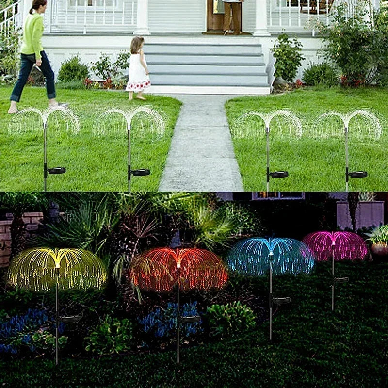 Solar Gartenlichter – Wasserdichte Faseroptik Qualle Rasenlichter für Terrasse, Villa & Hofdekoration Kaufschwan®