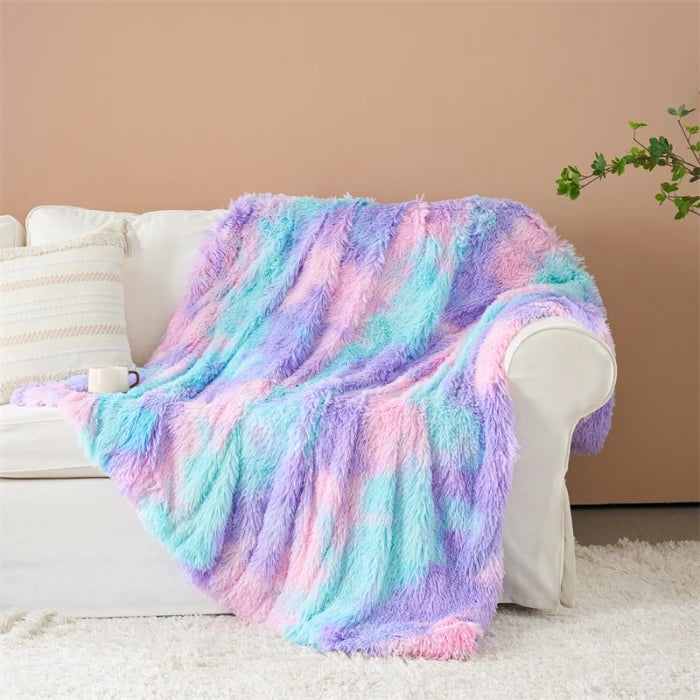 Vier-Jahreszeiten Universelle Nerz-Fleece-Decke – Flauschige Tie-Dye Einfarbige Decke für Wärme und Komfort