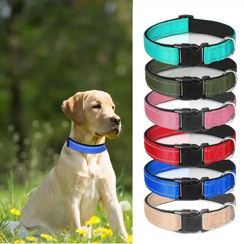 Reflektierendes Verstellbares Hundehalsband Gepolstert Nylon Neopren für Mittel Große Hunde Kaufschwan®