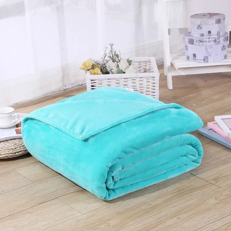 Korallfleece Flanell Decke – Weiche, warme und leichte Bettdecke, Sofabezug, Einfarbig Blau & Rosa Kariert Kunstpelz Kaufschwan®