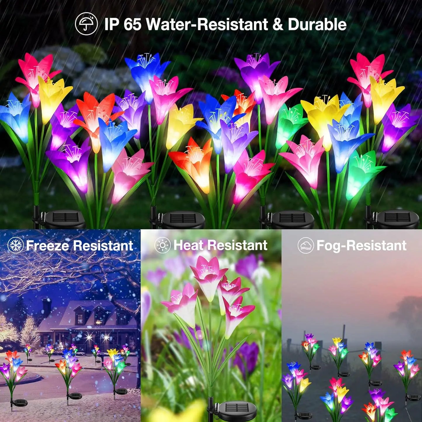 Solar Außen LED Blumenlichter – Lilienblumen Lampe mit 7 Farbwechsel-LEDs, Wasserdichte Garten- und Hofdekoration Kaufschwan®
