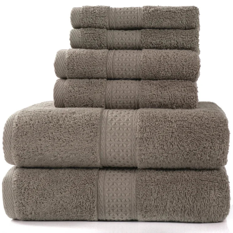 6-teiliges / 3-teiliges Baumwoll Handtuch Set – Luxuriös Bestickt mit Spitze | Bade-, Hand- & Gesichtstücher in 17 Farben, Schnell Trocknend Kaufschwan®