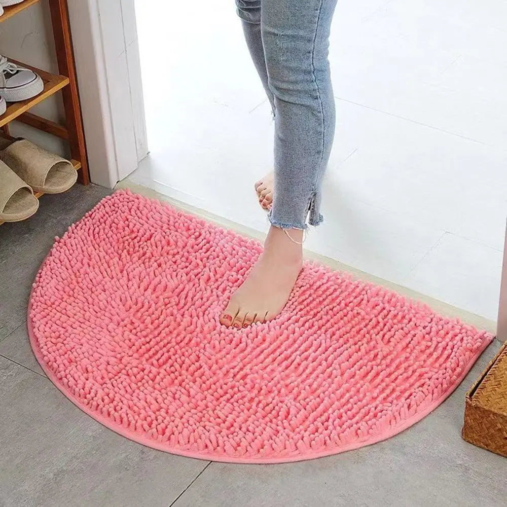 Halbrunde Chenille Badematte – Rutschfeste, Saugfähige Badematte für Dusche & Boden Kaufschwan® Rosa 40x60cm