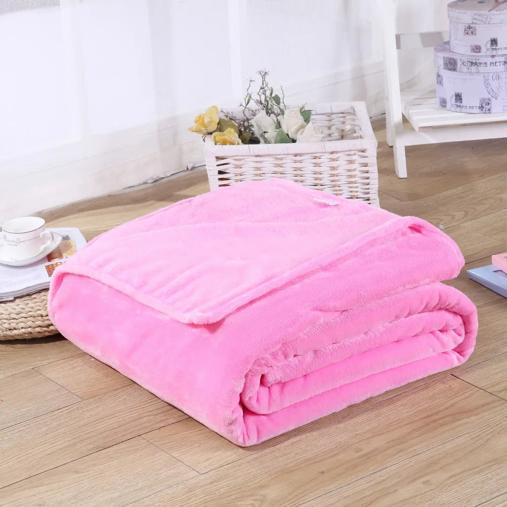 Korallfleece Flanell Decke – Weiche, warme und leichte Bettdecke, Sofabezug, Einfarbig Blau & Rosa Kariert Kunstpelz Kaufschwan®