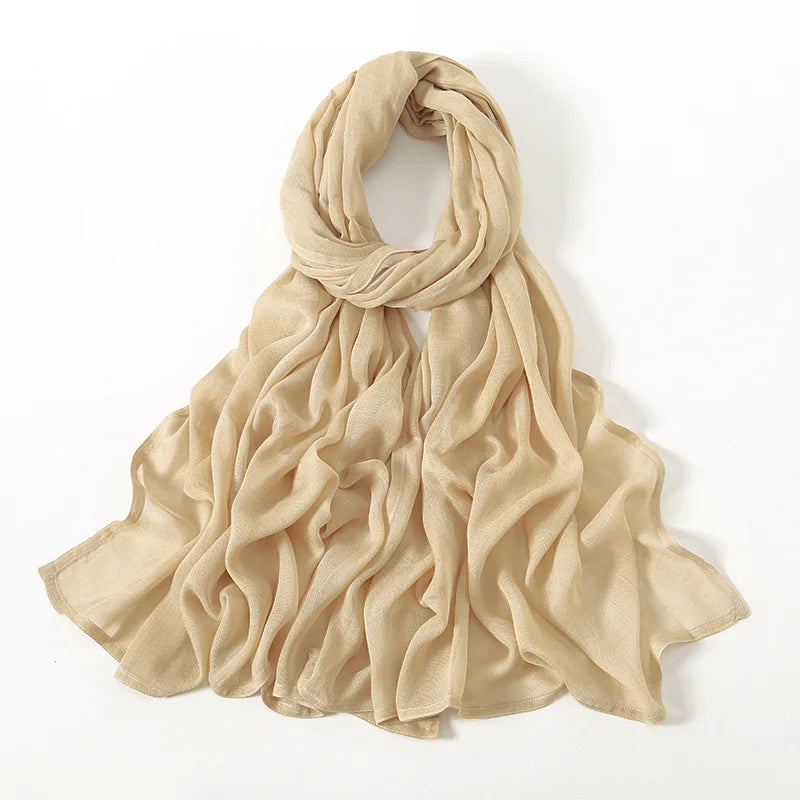 Damen Hijab Schal aus Baumwolle, Rayon & Modal – Großformat 190×85cm | Muslimisches Kopftuch, Eleganter Turban & Umschlagtuch