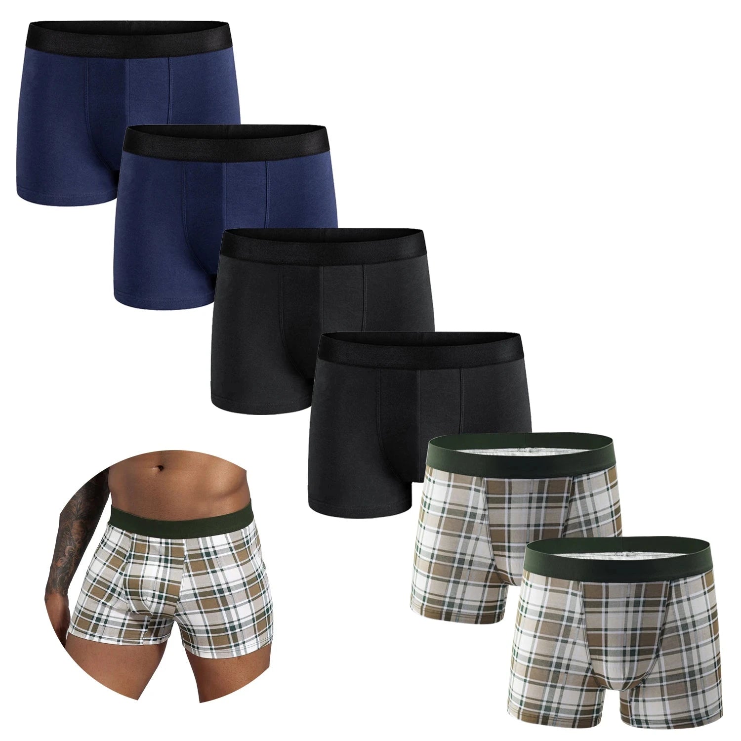 6er-Pack Herren Boxershorts Baumwolle – Luxus Unterwäsche Set | Bequeme Shorts & Unterhosen für Männer Kaufschwan® 6er Set 3 S
