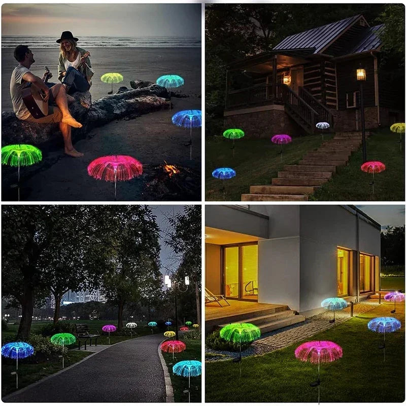 Solar Gartenlichter – Wasserdichte Faseroptik Qualle Rasenlichter für Terrasse, Villa & Hofdekoration Kaufschwan®