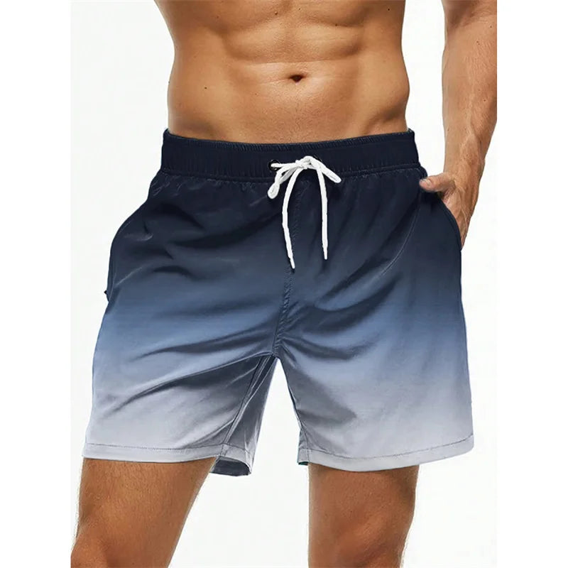 Herren Strandshorts mit Farbverlauf – Bunte 3D Druck Boardshorts | Atmungsaktive Lockere Badehose für Sommer & Freizeit Kaufschwan®