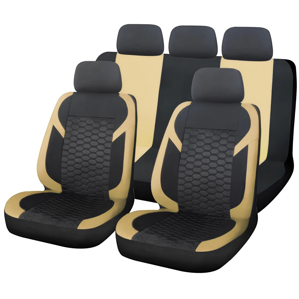 Universelle Autositzbezüge – Atmungsaktives Polyester mit Wabenmuster für Auto, SUV, Van & LKW Kaufschwan® Beige
