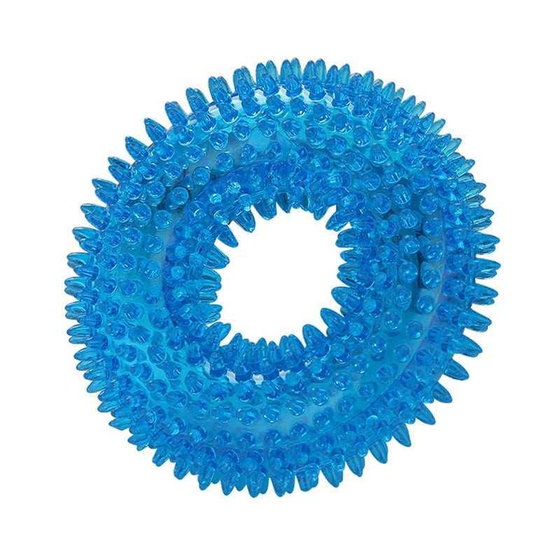 Donut Hundespielzeug – Quietschendes Kauspielzeug für Kleine und Mittelgroße Hunde Kaufschwan® Blau S-10cm