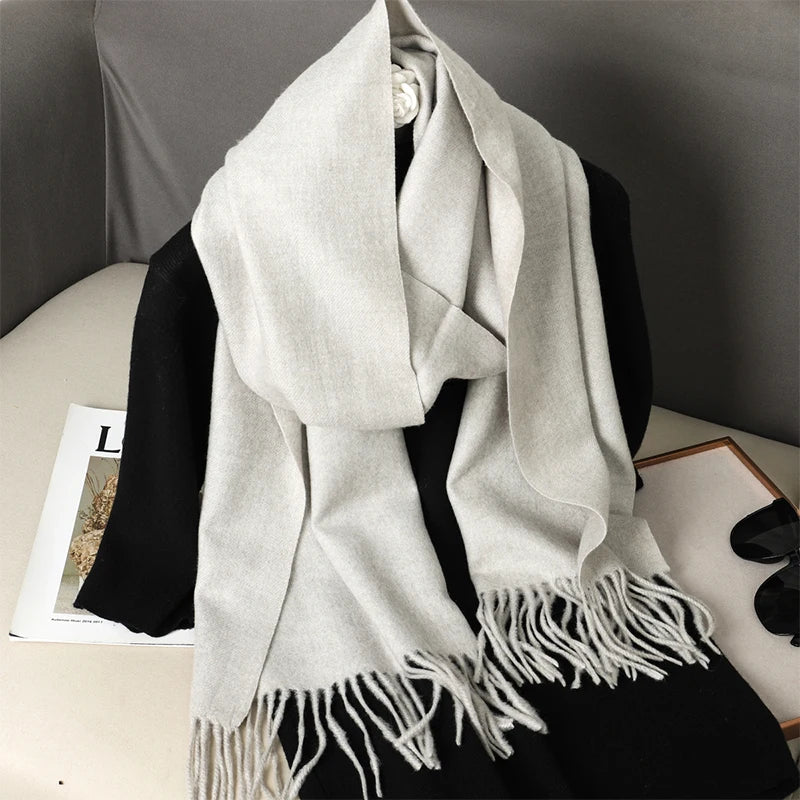 Bunte Winter Schals für Damen | Langer Kaschmir-Optik Wärmeschal | Einfarbig Hijab, Umschlagtuch & Pashmina Kopftuch