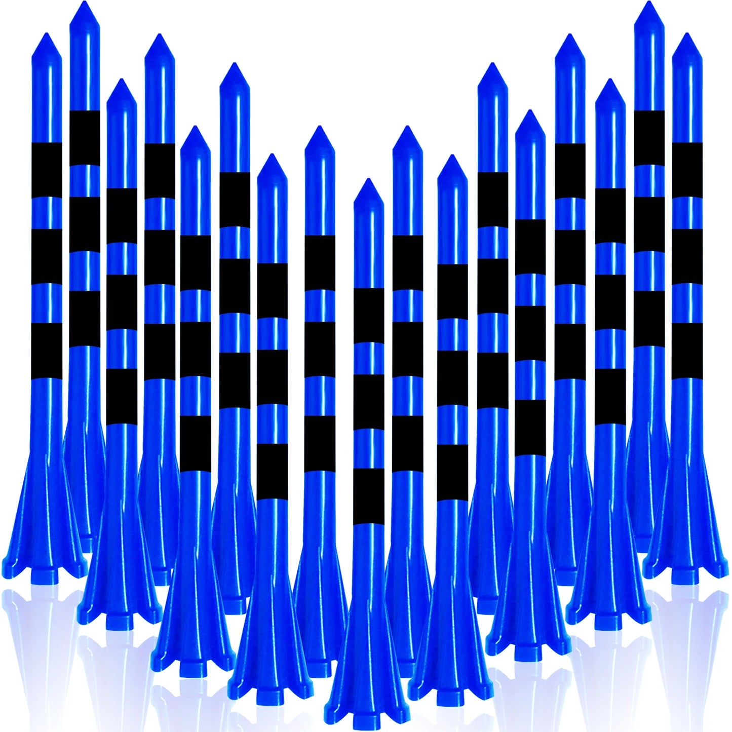 Golf Tees – 50 Stück Unzerbrechliche Kunststoff-Tees mit 5-Zacken-Kopf & Höhenmarkierungen | Reibungsarme Ballhalter, 70mm & 83mm Kaufschwan® Blau 83 mm