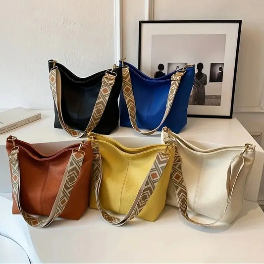 Schlichte Damen Crossbody Tasche mit Großem Fassungsvermögen – Lässige Multifunktionale Pendler Tasche | Schultertasche mit PU Leder Struktur Kaufschwan®