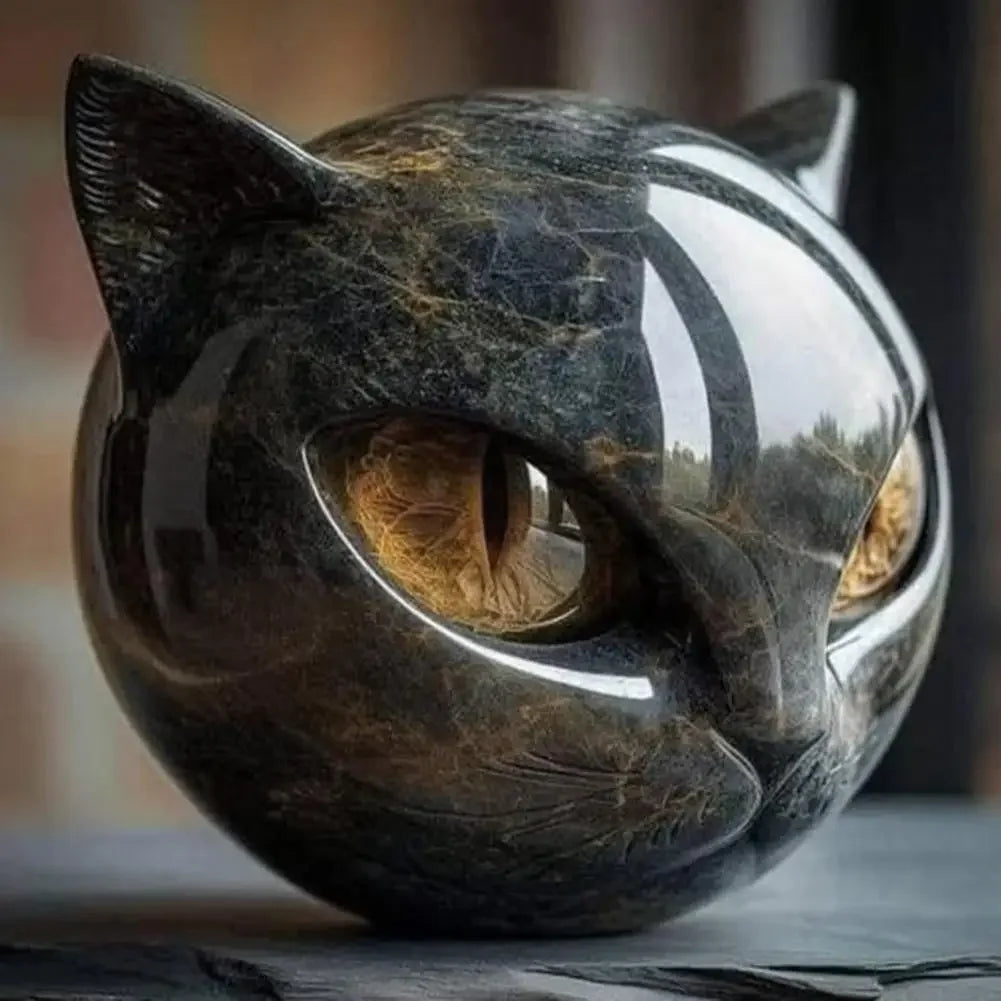 Schwarze Marmor Katzen Skulptur – Tischdekoration Katzenstatue für Zuhause, Fenster und Partys