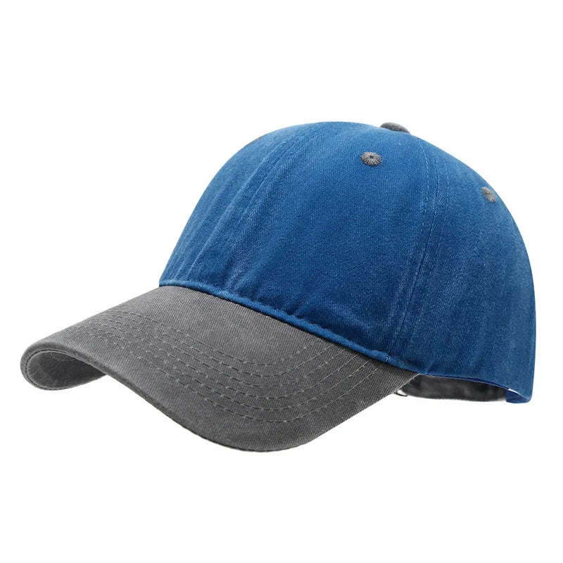 Vintage Washed Baseballkappe | Herren & Damen Farblich Abgestimmte Sonnenkappe | Lässige Snapback Hip Hop Kappe für Frühling & Sommer Kaufschwan® Grau und Blau