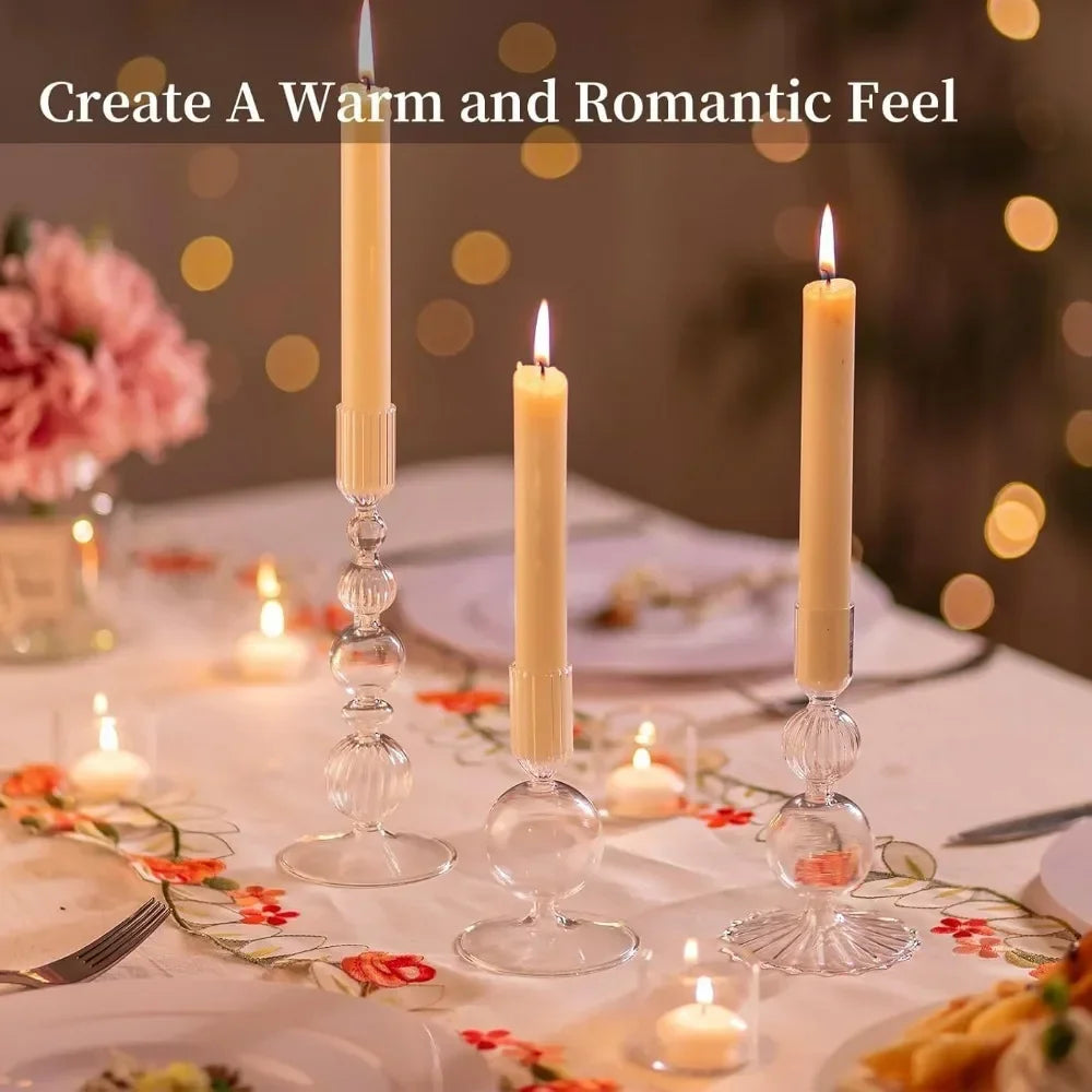 Transparente (3 Stück) Kerzenhalter – Elegante Gewellte Kerzenständer für Stabkerzen zur Wohn- & Party Dekoration Kaufschwan®