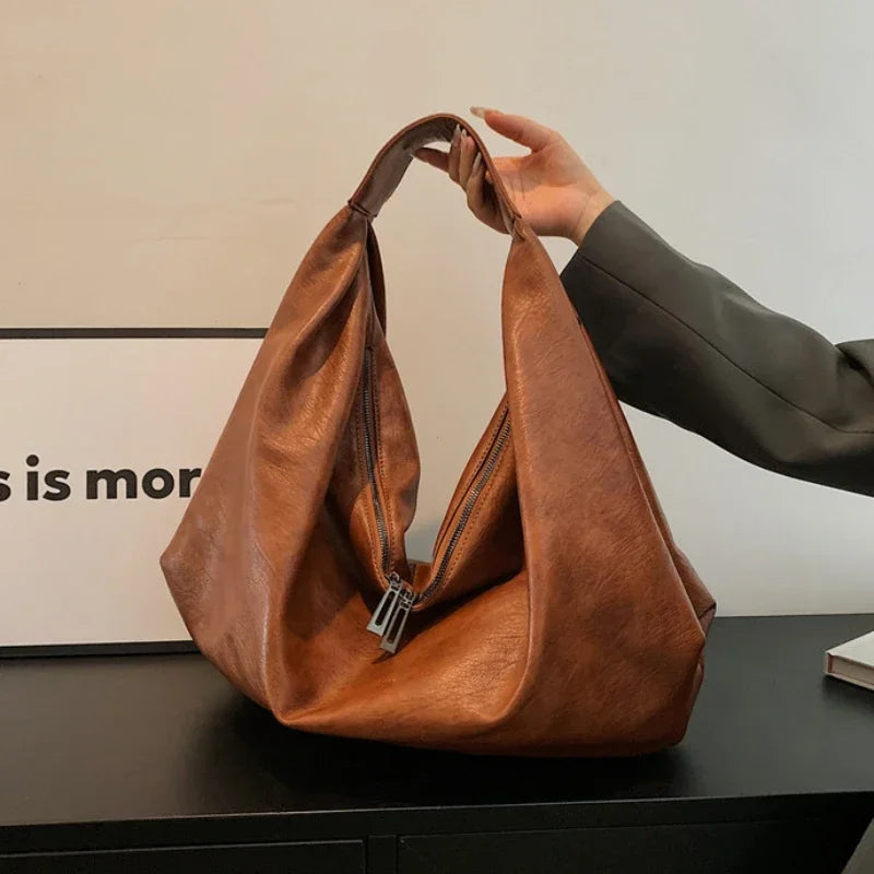 Große Schwarze Schultertasche für Damen – Hobo Shopper Tote | Weiche Leder Umhängetasche für Reisen & Alltag Kaufschwan®