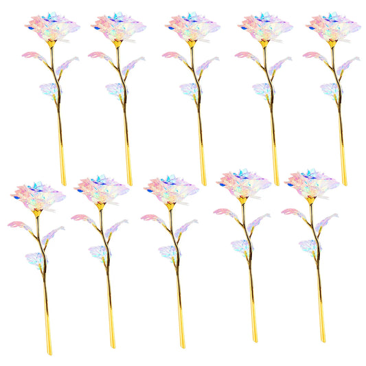 Galaxy Rose Ewige Blume – Leuchtende Goldfolie Rosen Geschenkset Kaufschwan® 10 Stück