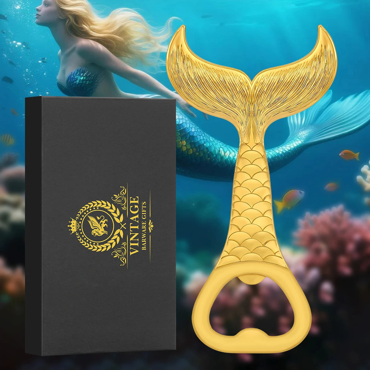 Fischschwanz Bierflaschenöffner aus Metall – Luxuriöser Korkenzieher für Angler Kaufschwan®