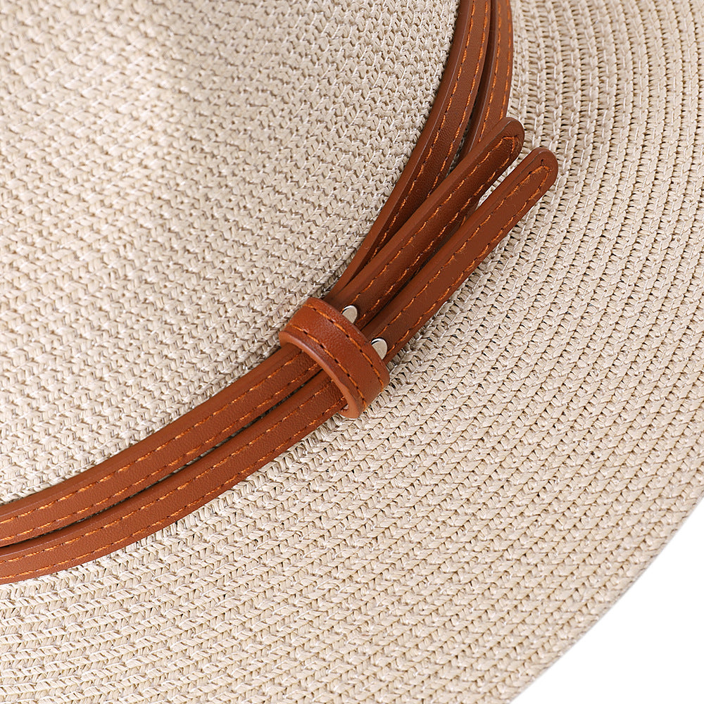Großer Strohhut für Damen & Herren – Sommer Fedora mit breiter Krempe, Strand Sonnenhut mit UV-Schutz Kaufschwan®