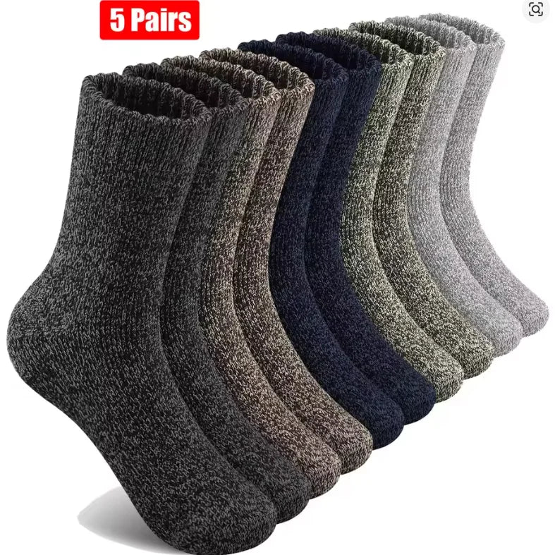 5 Paare Herren Merinowollsocken | Extra Dicke Thermo-Wandersocken für Kaltes Wetter Kaufschwan® 5 Paare Set 1 EU 39-45