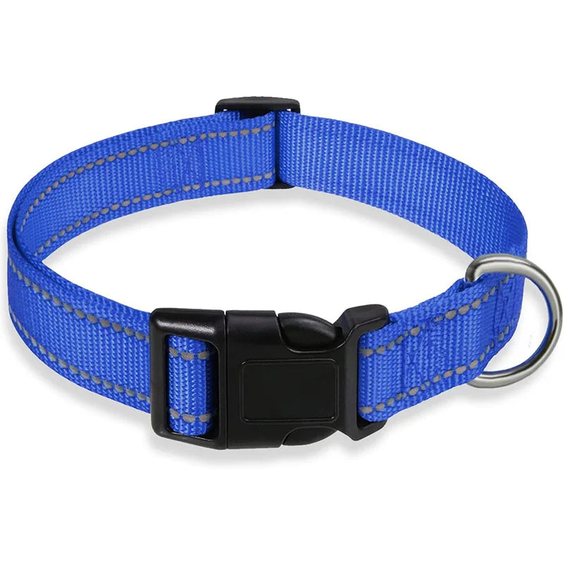Reflektierendes Nylon Hundehalsband mit Leine Verstellbar Sicherheits Set für Kleine Mittelgroße Hunde Kaufschwan® Blau S 2x25-35cm
