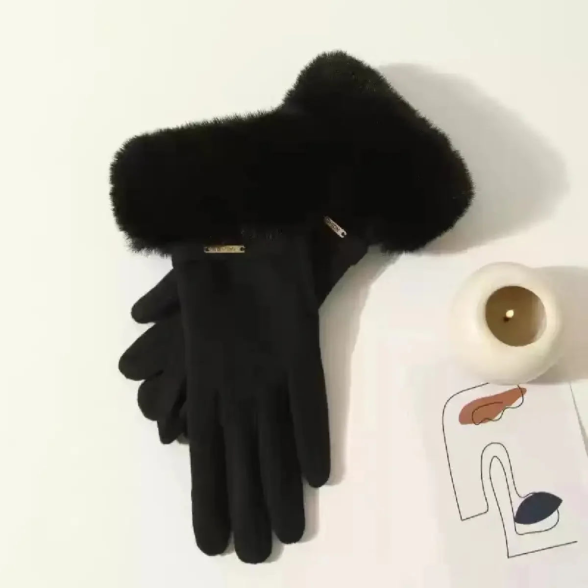 Damen Winterhandschuhe aus Wildleder – Elegante Touchscreen Handschuhe mit Samtfutter | Warme Verdickte Handschuhe für Autofahren & Radfahren Kaufschwan®