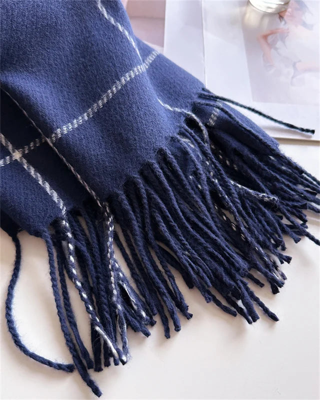 Modischer Karo Kaschmir-Imitat Schal | Luxus Pashmina Wärmeschal | Umschlagtuch, Poncho Decke mit Fransen Kaufschwan®
