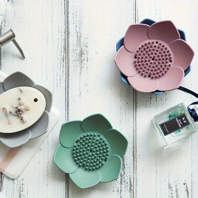 Lotus Silikon Seifenhalter – Rutschfeste Seifenschale mit Abfluss für Badezimmer Kaufschwan®
