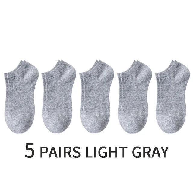 5 Paare Herren Schwarze Bootssocken | Einfarbig Atmungsaktiv Bequem Hochwertige Knöchelsocken Kaufschwan® 5 Paare grau Einheitsgröße